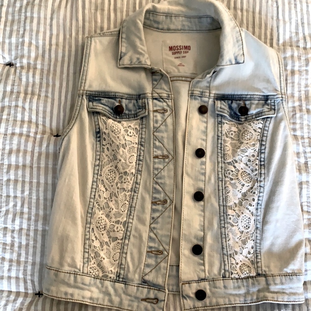 Denim vest with lace size small